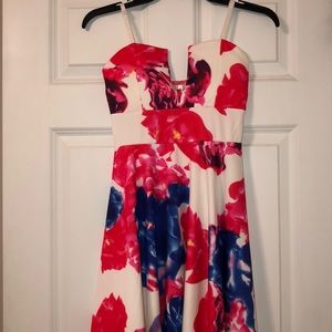 NWOT colorful flower skater dress with open chest